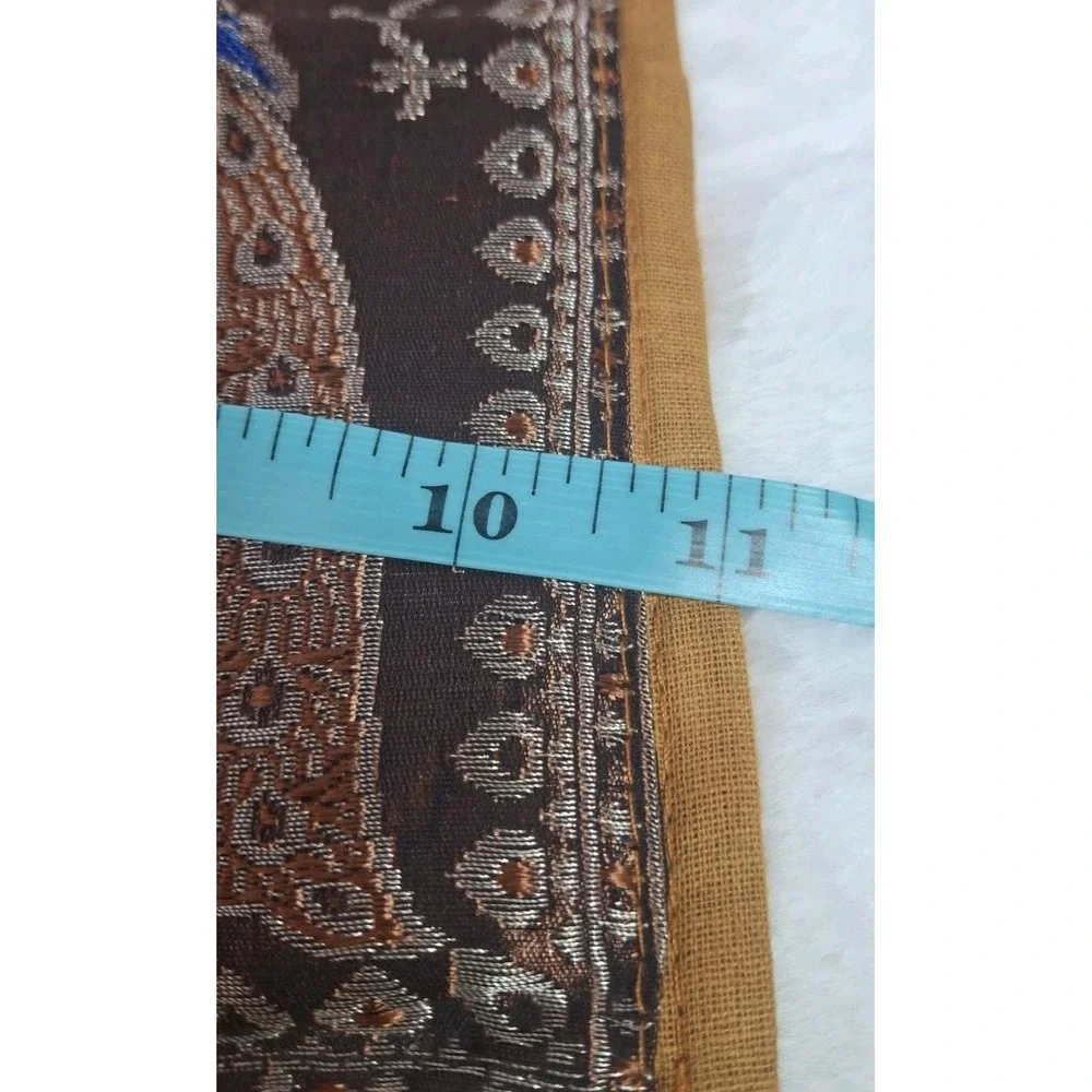 Vintage Peacock Woven Tapestry Wall Hanging Fringed Textile Boho India Pocket